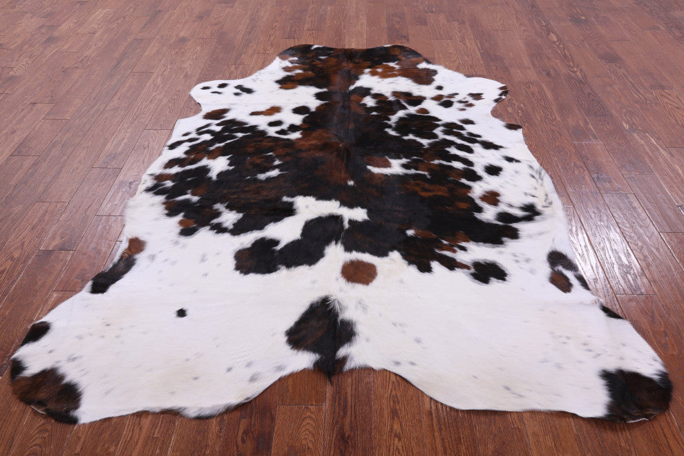 7' 3" X 6' 0" Tricolor Natural Cowhide Rug C2419