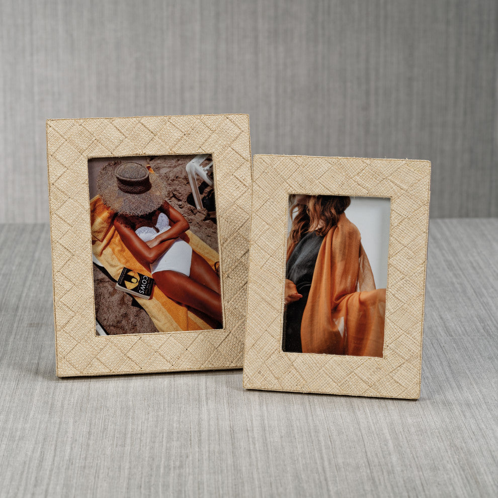 Lazarev Woven Raffia Photo Frame, 4" x 6"