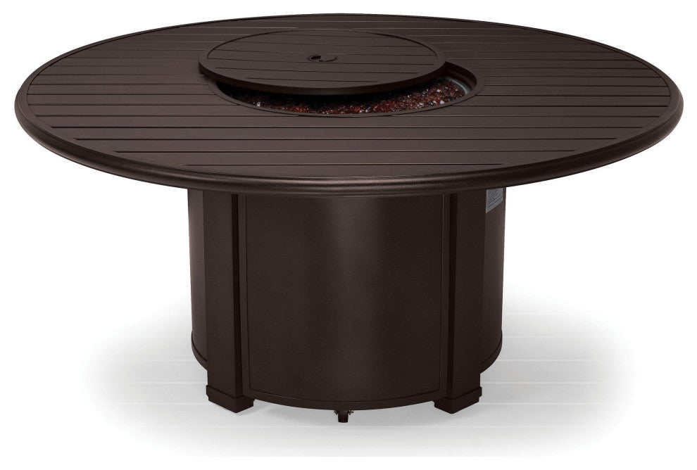 Slat Top 54" Round Fire Table, Java