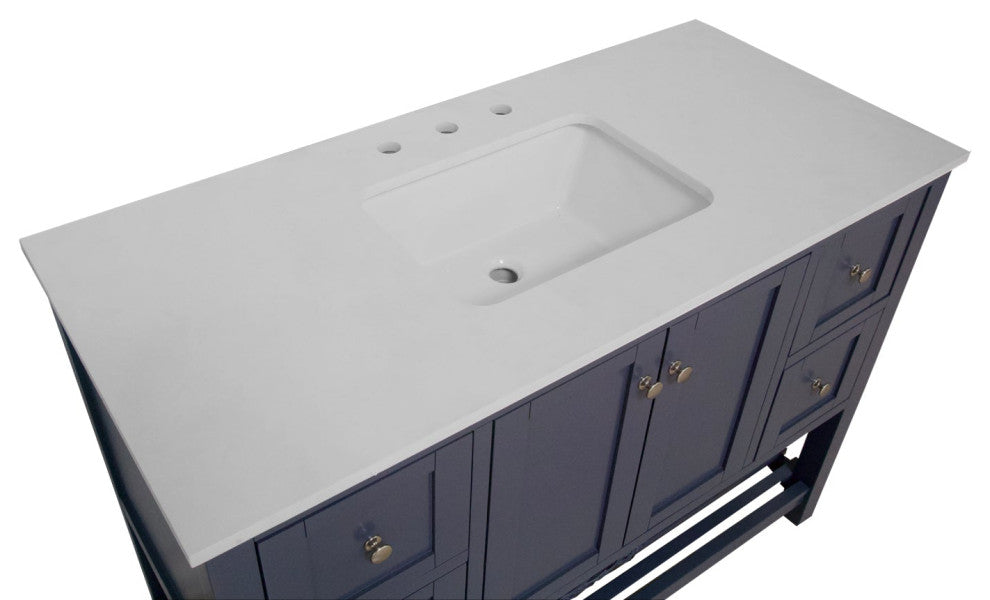 Kitchen Bath Collection Lakeshore 48" Vanity, Marine Gray, Engineered White