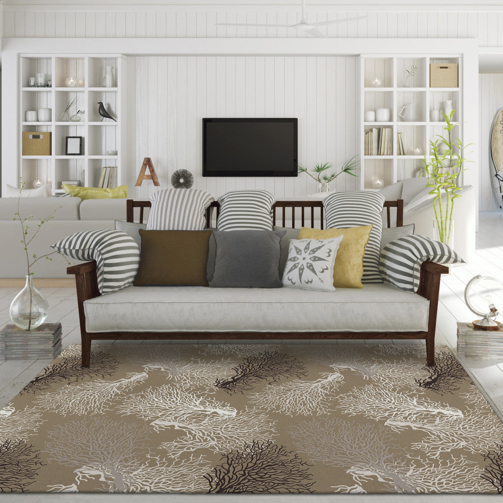 Indoor/Outdoor Seabreeze SZ3 Taupe Machine Washable 3' x 5' Rug