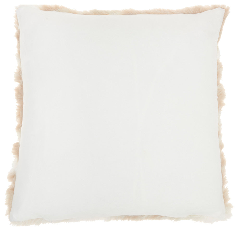 Nourison Home 20"x20" Faux Fur Faux Angora Rabbit Beige Throw Pillows