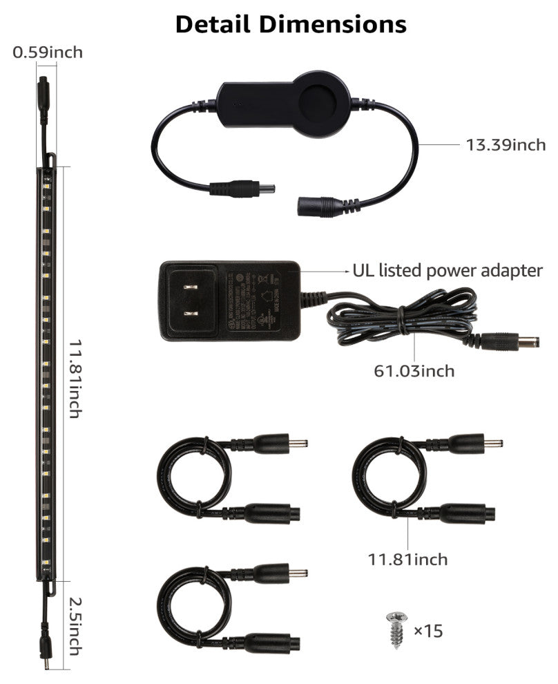 Dimmable Smart LED Lighting Kit, Under Cabinet, 6Pcs, 3000k Warm White