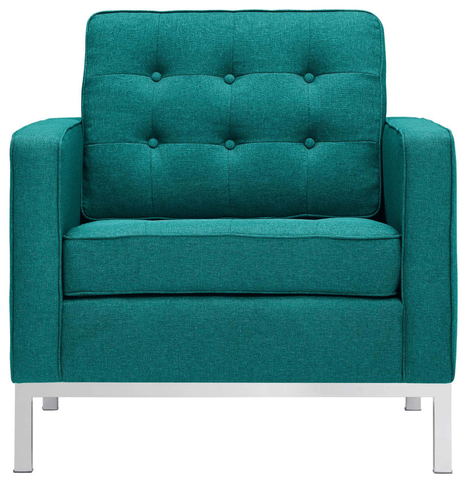 Teal Loft Armchairs Upholstered Fabric Set of 2