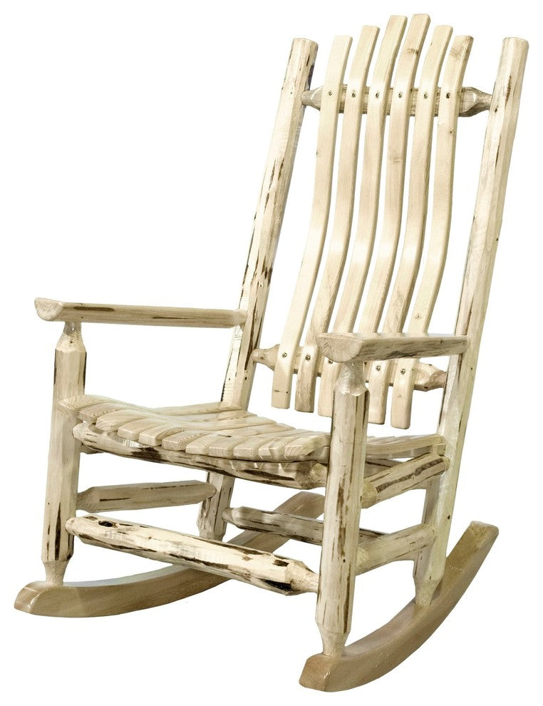 Montana Collection Adult Log Rocker, Clear Lacquer Finish