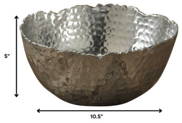 Silver Steel Modern Hammered Cut Bowl