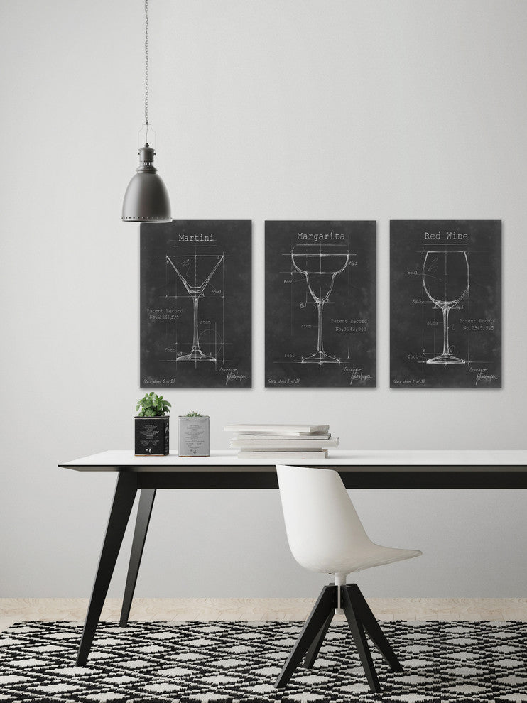 Barware Blueprint XI Triptych, 36"x18"