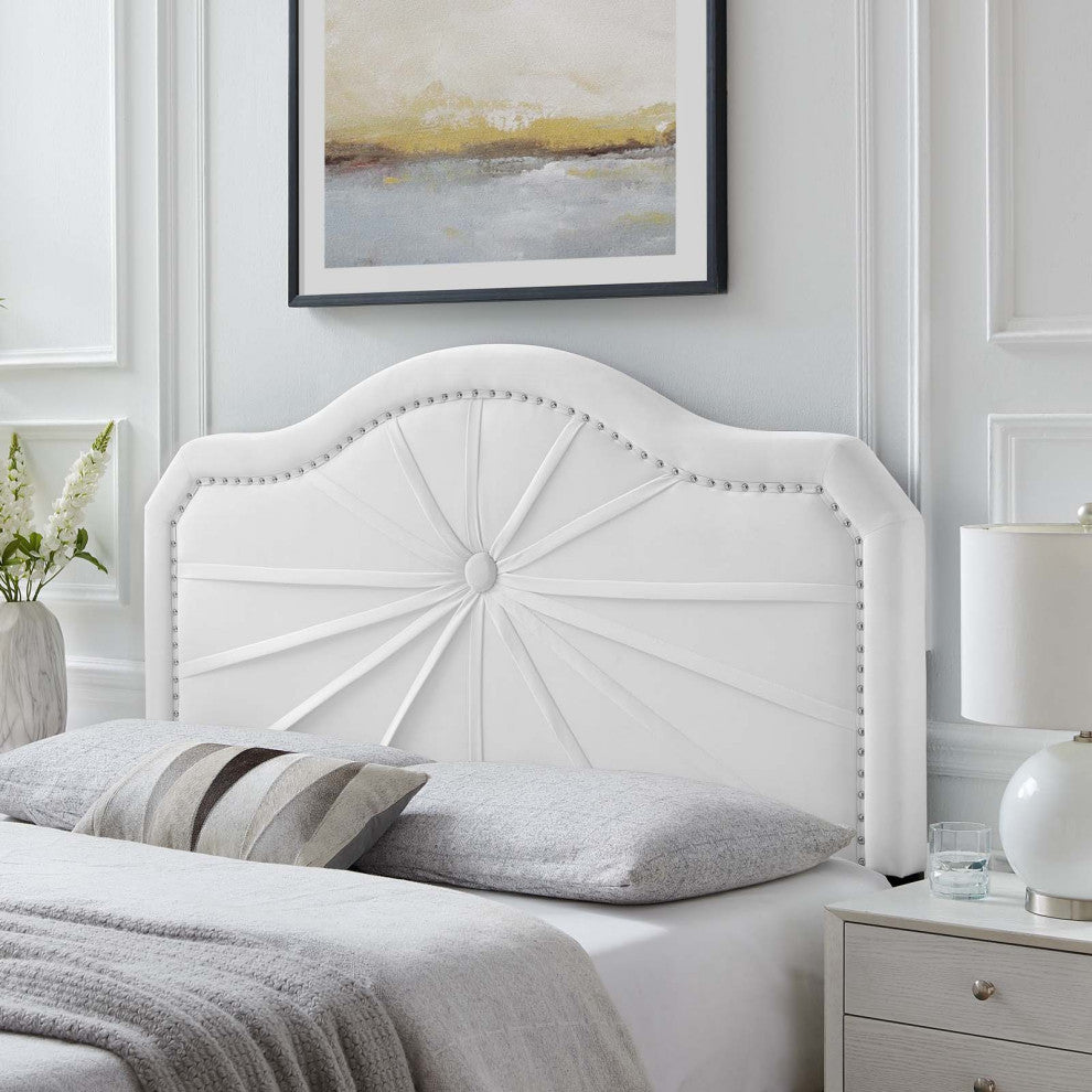 Headboard, King Size, Velvet, White, Modern Contemporary, Bedroom Master Suite