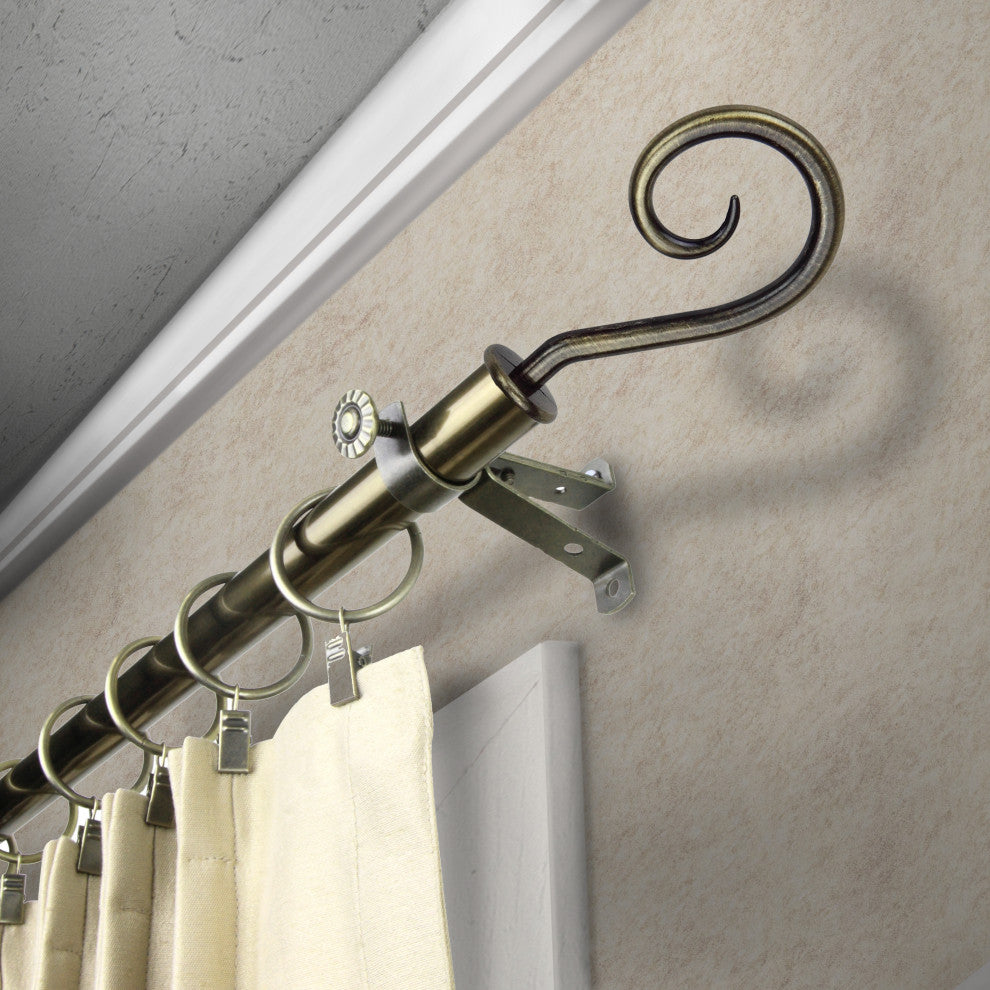 Cooper 13/16" Diameter Curtain Rod, Antique Brass, 18-28"