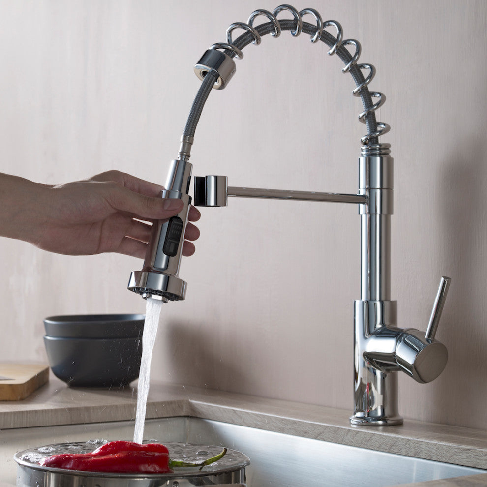 Blossom Lead Free, Solid Brass, Single Handle, Pull Out Kitchen Faucet, Chrome