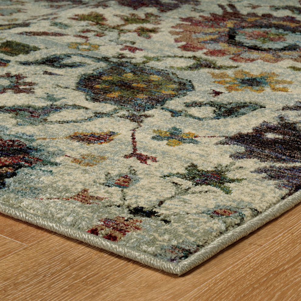 Adeline Persian Botanical Stone and  Multi Area Rug, 7'10"x10'10"