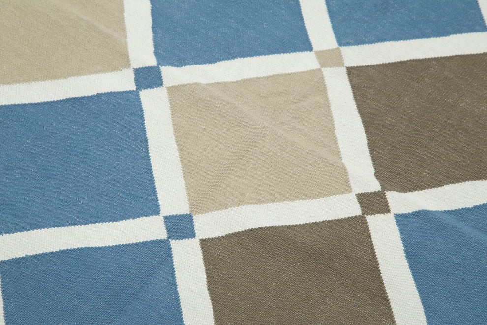 Rug N Carpet - Handmade Wool 3' 6'' x 5' 3'' Geometric Dhurrie Kilim Rug