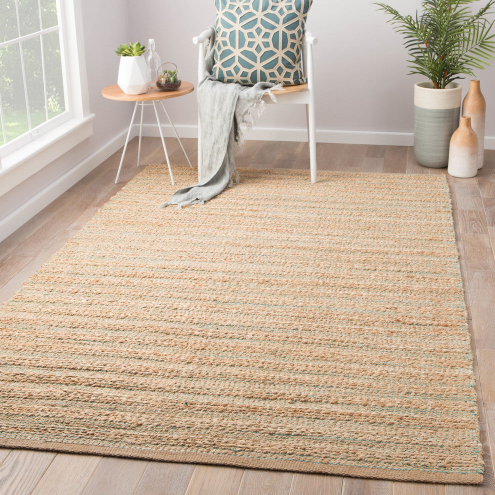Jaipur Living Canterbury Natural Solid Tan/Green Area Rug, 2'6"x9'