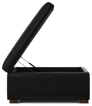 Gabbie Square Coffee Table Storage Ottoman, Midnight Black