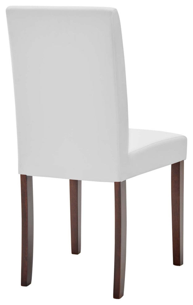 Side Dining Chair, Set of 2, Faux Leather, Wood, White, Cafe Bistro Restaurant