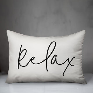 'Relax' Thin Script Outdoor Lumbar Pillow, Black