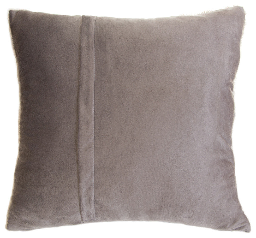 Faux Fur Throw Pillow 18"X18" With Insert, Modern Grey Plush Rabbit
