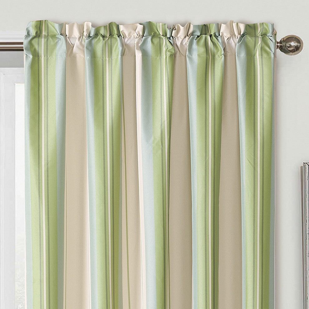 2-Piece Convent Garden Curtain Set, Green Stripe