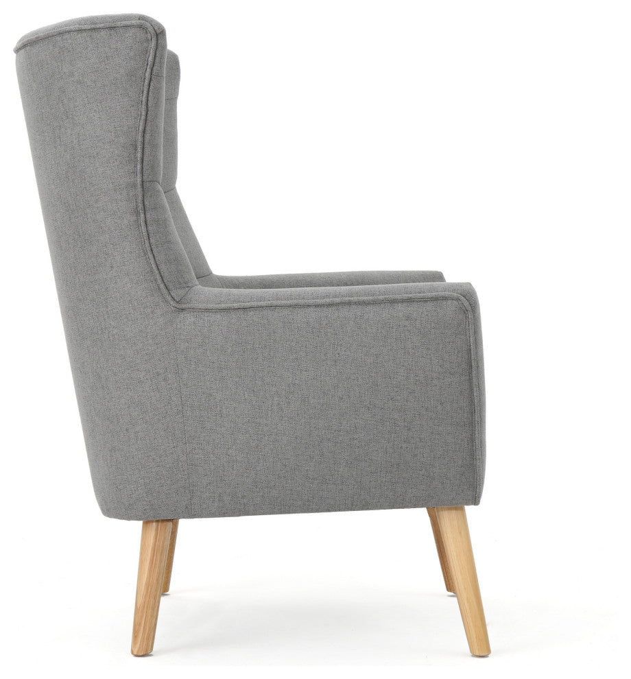 GDF Studio Temescal Mid Century Modern Dark Teal Fabric Club Chair, Gray