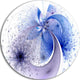 Bright Blue Symmetrical Fractal Flower, Floral Round Metal Artwork, 11"