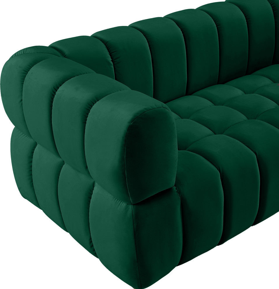 Gwen Velvet Upholstered Chair, Green, Loveseat