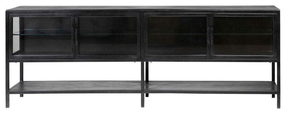 Gunmetal Shelf & Glass Sideboard