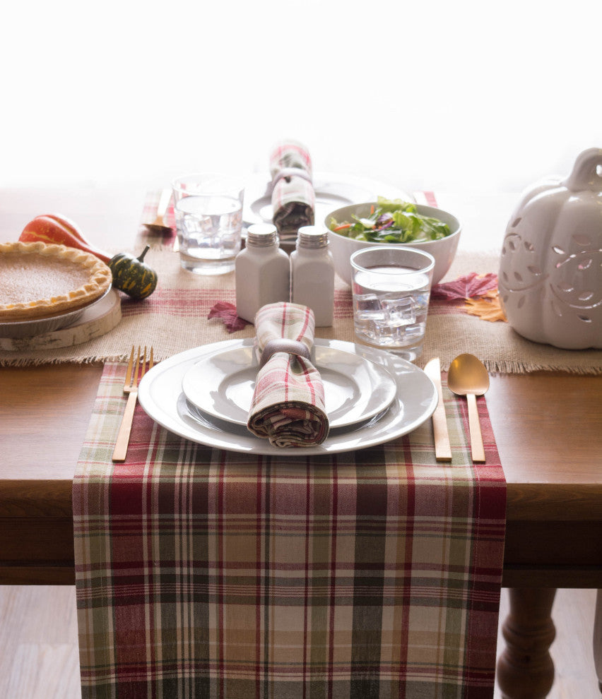Give Thanks Plaid Table Runner 14"x108"