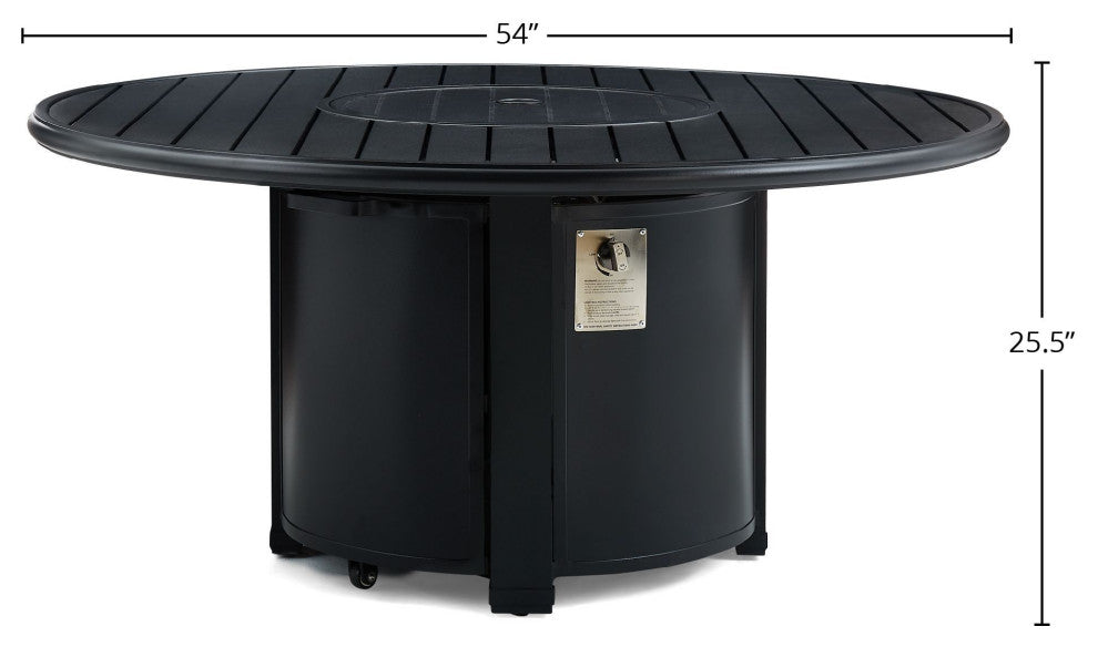 Slat Top 54" Round Fire Table, Night