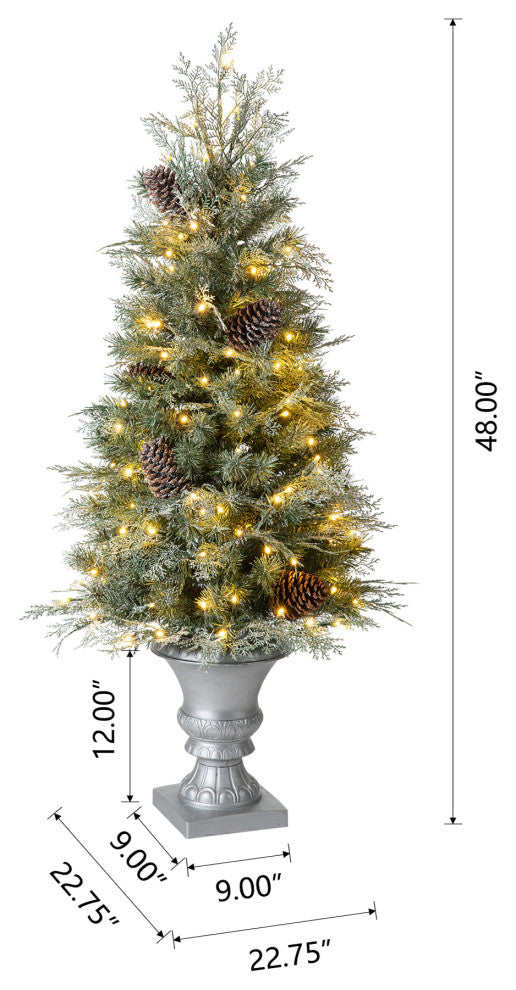 2-Pack 4' Pre-Lit Pine Artificial Christmas Porch Tree, 130 Warm White Lights