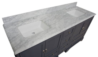 Madison 72" Double Bathroom Vanity, Marine Gray, Carrara Marble