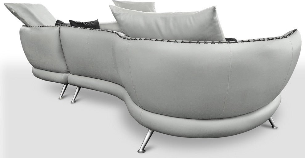 Modern Vitali Light Grey Microfiber Leather Sectional - Right Chaise