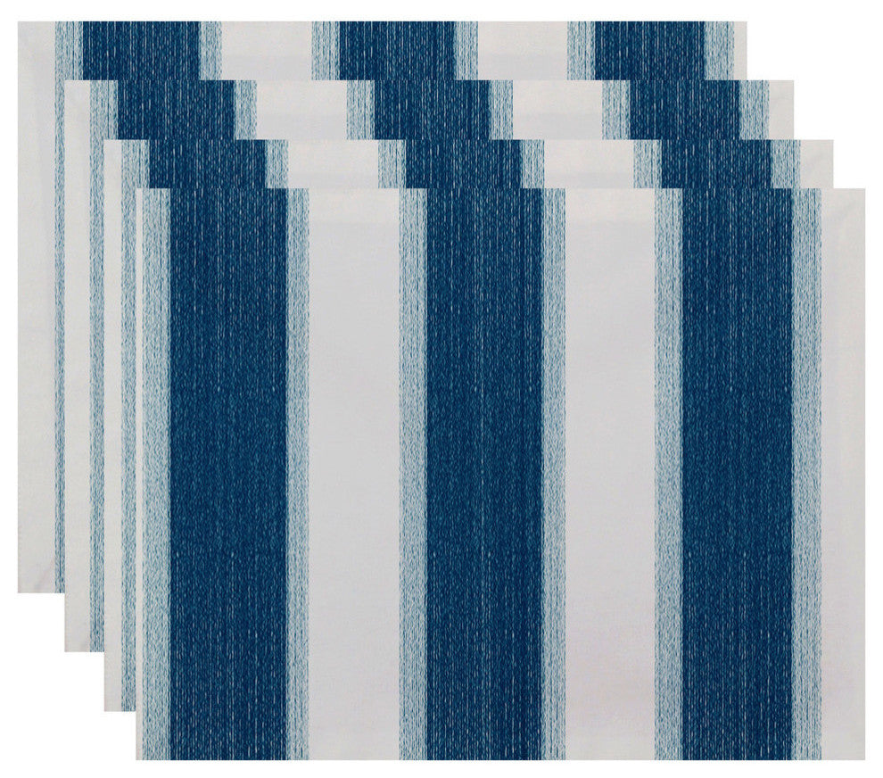 18"x14" Striate Stripe, Stripe Print Placemat, Teal, Set of 4