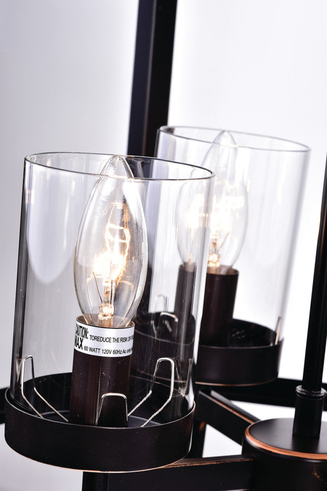 4-Light Oil Rubbed Bronze Hexagon Lantern Cage Chandelier Farmhouse