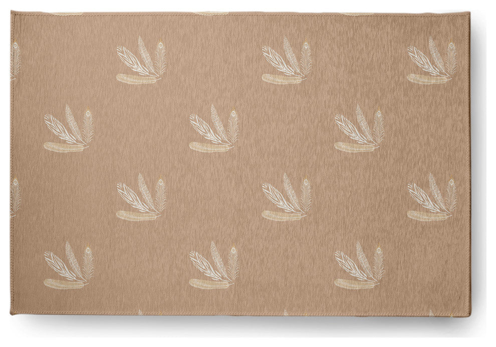 Feather Pattern Spring Chenille Rug, Brown, 4'x6'