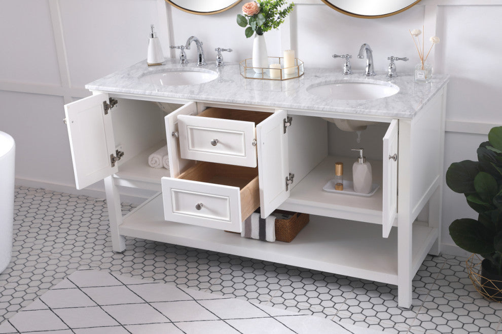 Home Living 60" Double Sink Bathroom Vanity Set, White