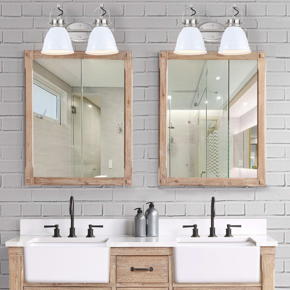 Phineas Light Farmhouse Bohemian Iron LED Vanity, White, 2-Light