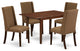 5Pc Dining Set - 4 Chairs, 2-Drops Leaf Table, Mahogany Finish