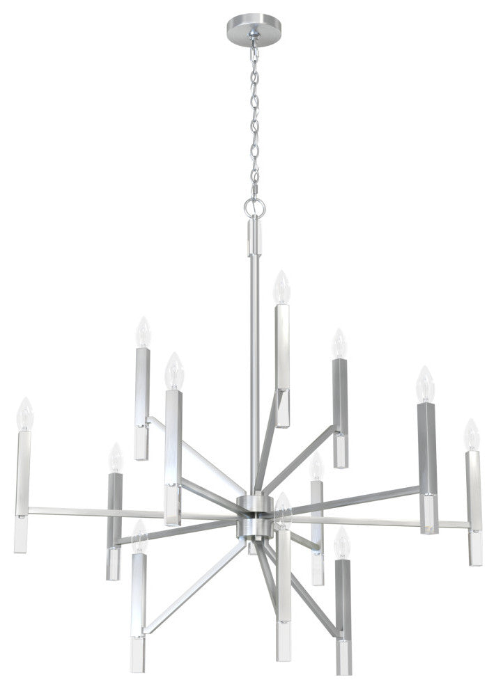 Hunter Sunjai Brushed Nickel 12 Light 3-Tier Chandelier Light