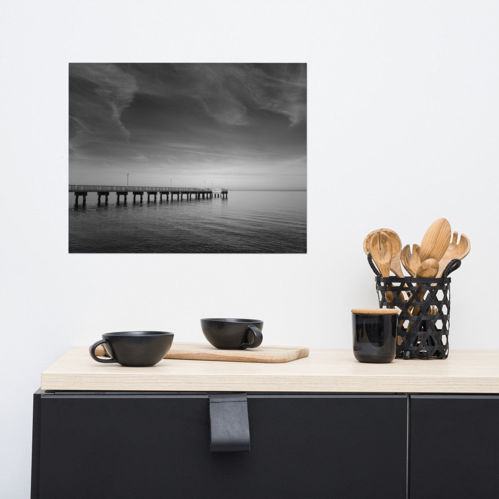 End of the Pier Landscape Photo, Beach Unframed Wall Art Print, 16" X 20"