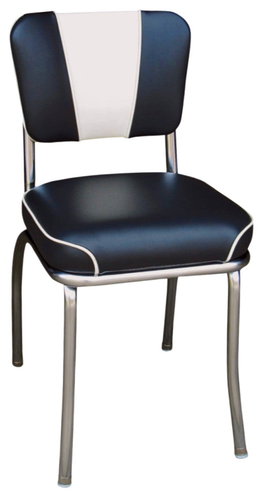 Retro Home Upholstered 'V' Back Dining Chair, Black, Waterfall Seat