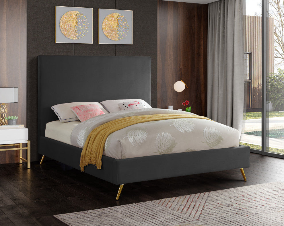 Jasmine Velvet Bed, Gray, King