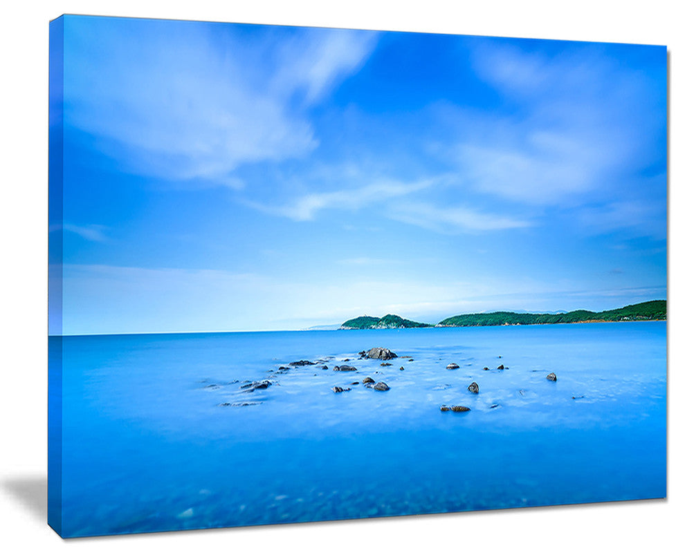 "Baratti Bay Small Rocks in Blue Sea" Seashore Wall Art, 20"x12"