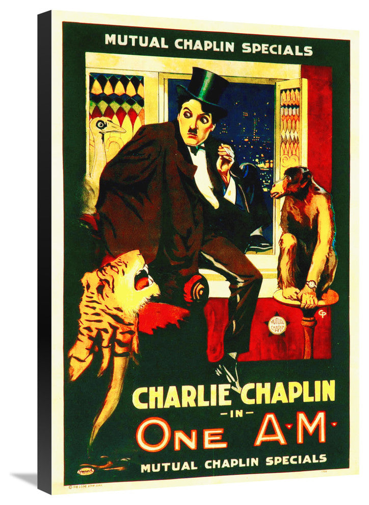 "Charlie Chaplin - One A.M., 1916" Canvas by Hollywood Photo Archive, 20x30"