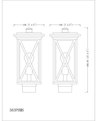 Z-Lite 583PHMS Brookside 16" Tall Outdoor Single Head Post Light - Black