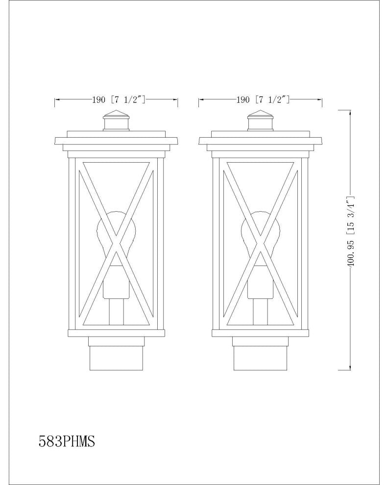 Z-Lite 583PHMS Brookside 16" Tall Outdoor Single Head Post Light - Black