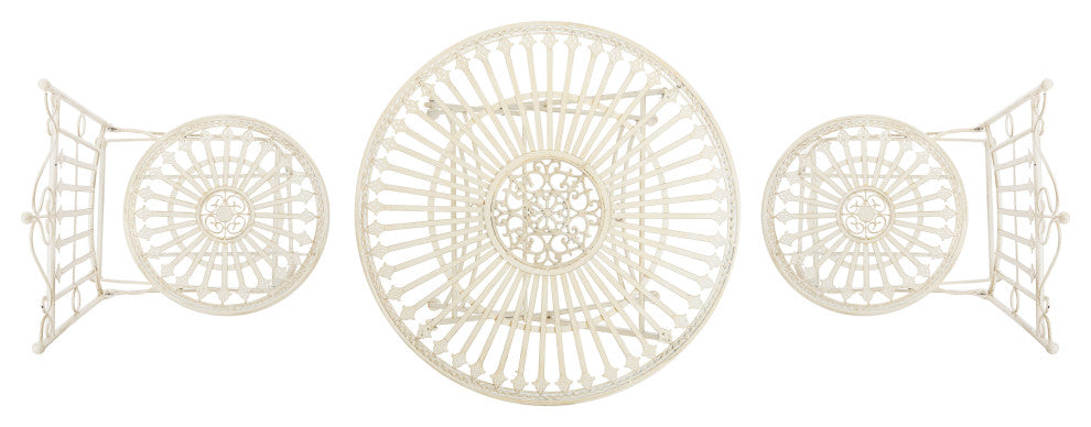 Safavieh Belen Bistro Set, One Table and Two Chairs Pearl White