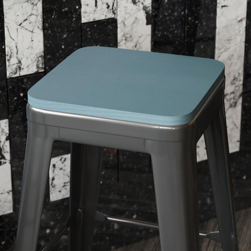 Perry Set of 4 Poly Resin Wood Seat with Rounded Edges Metal Chairs & Stools, Te