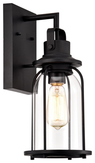 CHLOE Clarke Transitional 1 Light Textured Black Outdoor Wall Sconce 15" H