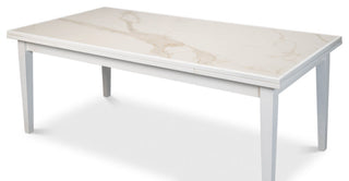 Rectangular White Extension Dining Table Seats 10 People