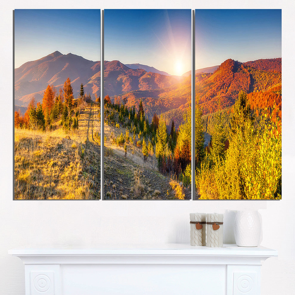 "Majestic Fall Mountains Range" Metal Wall Art, 3 Panels, 36"x28"